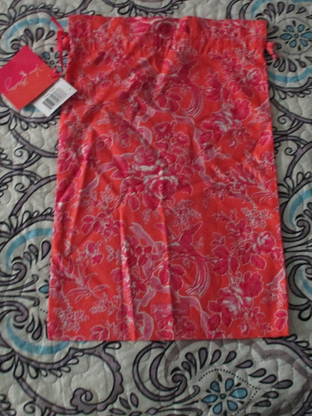 New Vera Bradley Hope Toile Travel Pouch drawstring  Retired